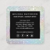 Holografische Glitter en Glamour Beauty Vierkante Visitekaartje (Achterkant)