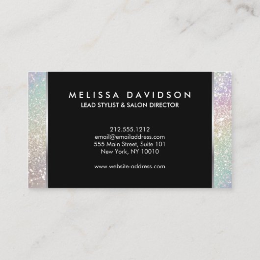 Holografische Glitter en Glamour Beauty Visitekaartje (Achterkant)