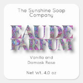 Holografische glitter en wit Eau de Parfum Label (Voorkant)