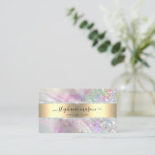 Holografische Glitter Gemarmerde Waterverf Roze Contactkaartje (Staand voorkant)