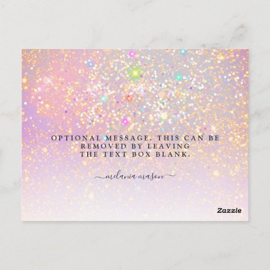 Holografische Glitter Glam Elegant Sparkle Dank u Briefkaart (Achterkant)