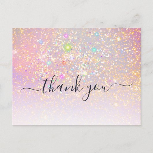 Holografische Glitter Glam Elegant Sparkle Dank u Briefkaart (Voorkant)