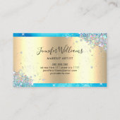 Holografische Glitter Gouden Folie Turquoise Visitekaartje (Achterkant)