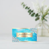Holografische Glitter Gouden Folie Turquoise Visitekaartje (Staand voorkant)