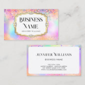 Holografische Glitter Gouden Pastel Elegant Roze Visitekaartje (Voorkant / Achterkant)