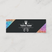 Holografische Glitter Haarstylist Logo Mini Visitekaartje (Achterkant)
