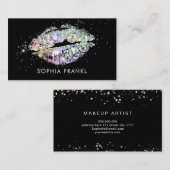 Holografische Glitter Lips Make-up Artiest Zwart Visitekaartje (Voorkant / Achterkant)