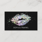 Holografische Glitter Lips Make-up Artiest Zwart Visitekaartje (Voorkant)