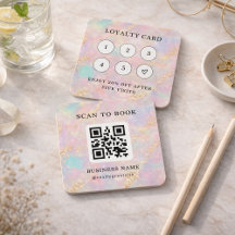 Holografische Glitter Loyalty Card Stempelkaart QR