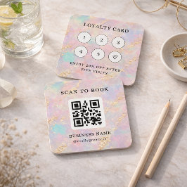 Holografische Glitter Loyalty Card Stempelkaart QR Vierkante Visitekaartjes