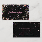 Holografische Glitter Make-up Artiest Business Zwa Contactkaartje (Voorkant / Achterkant)