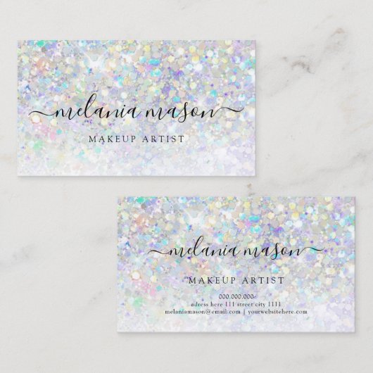 Holografische Glitter Make-up Artiest Schoonheid M Visitekaartje (Voorkant / Achterkant)