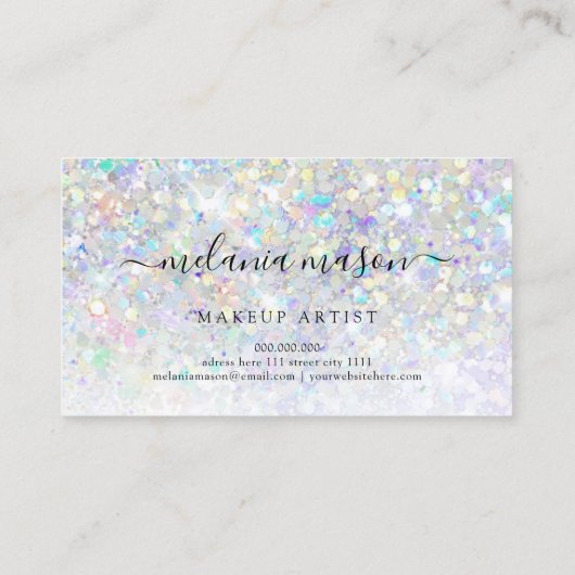 Holografische Glitter Make-up Artiest Schoonheid M Visitekaartje (Achterkant)