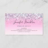 Holografische Glitter Make-up Artiest Script Roze Visitekaartje (Achterkant)