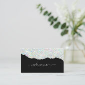 Holografische Glitter Make-up Artiest Zilver Zwart Visitekaartje (Staand voorkant)