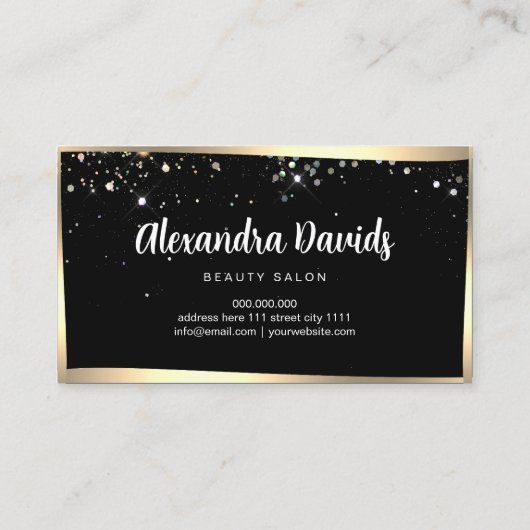 Holografische Glitter Make-up Artiest Zwart Goud L Visitekaartje (Achterkant)