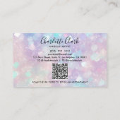 Holografische Glitter Make-up Artist QR-code Visitekaartje (Achterkant)
