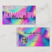Holografische Glitter Make-up Artist Vibrant Visitekaartje (Voorkant / Achterkant)