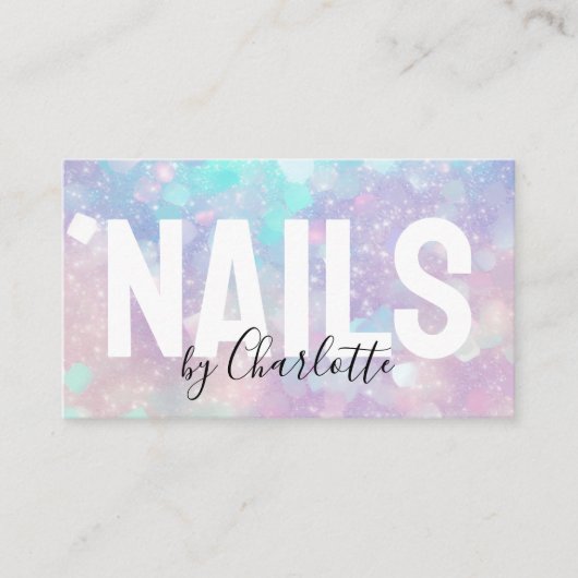 Holografische Glitter Nail Salon QR-code Visitekaartje (Voorkant)