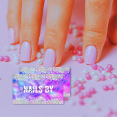 Holografische Glitter Nails Technician Salon Paars Visitekaartje