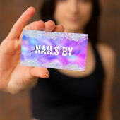 Holografische Glitter Nails Technician Salon Paars Visitekaartje