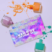 Holografische Glitter Nails Technician Salon Paars Visitekaartje