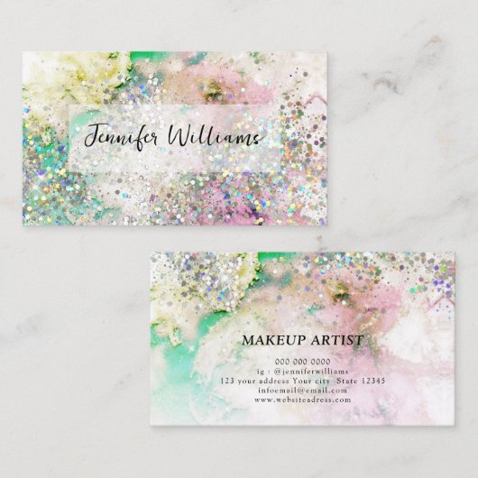Holografische Glitter Nebula Elegante schoonheid Visitekaartje (Voorkant / Achterkant)
