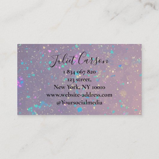 Holografische glitter opaal visitekaartje (Achterkant)