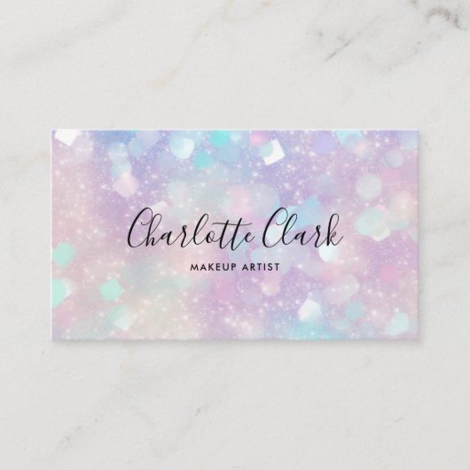 Holografische Glitter Opal QR-code Visitekaartje (Voorkant)