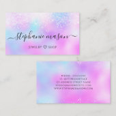 Holografische Glitter Pastel Girly Iridescent Paar Visitekaartje (Voorkant / Achterkant)