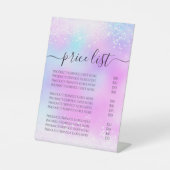 Holografische Glitter Pastel Girly prijslijst Reclamebord Met Voetstuk (Voorkant)