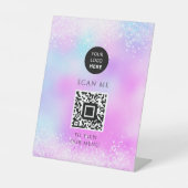 Holografische Glitter Pastel Girly Reclamebord Met Voetstuk (Voorkant)