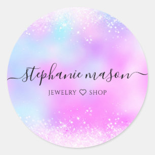 Holografische Glitter Pastel Girly Ronde Sticker