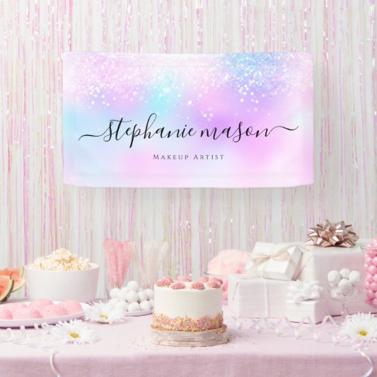 Holografische Glitter Pastel Girly Spandoek (Feest)