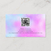Holografische Glitter Pastel QR Code Girly Contactkaartje (Achterkant)