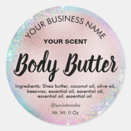 Holografische Glitter Pastel Roos Gouden Body Butt Ronde Sticker