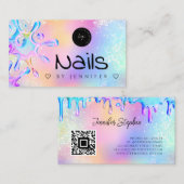 Holografische Glitter Polish Nails QR-code Logo Visitekaartje (Voorkant / Achterkant)