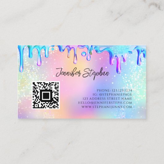 Holografische Glitter Polish Nails QR-code Logo Visitekaartje (Achterkant)