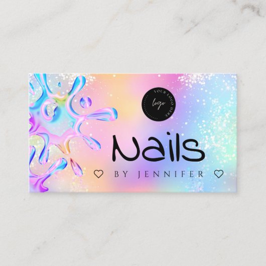 Holografische Glitter Polish Nails QR-code Logo Visitekaartje (Voorkant)