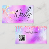 Holografische Glitter Polish Spatwater Nagels QR C Visitekaartje (Voorkant / Achterkant)