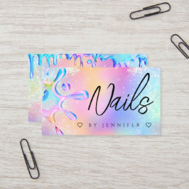 Holografische Glitter Polish Spatwaternagels QR-co Visitekaartje
