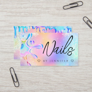 Holografische Glitter Polish Spatwaternagels QR-co Visitekaartje