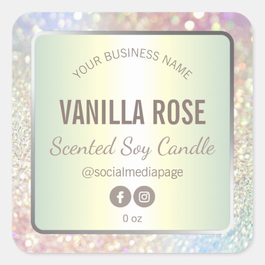 Holografische glitter Productlabel Vierkante Sticker (Voorkant)
