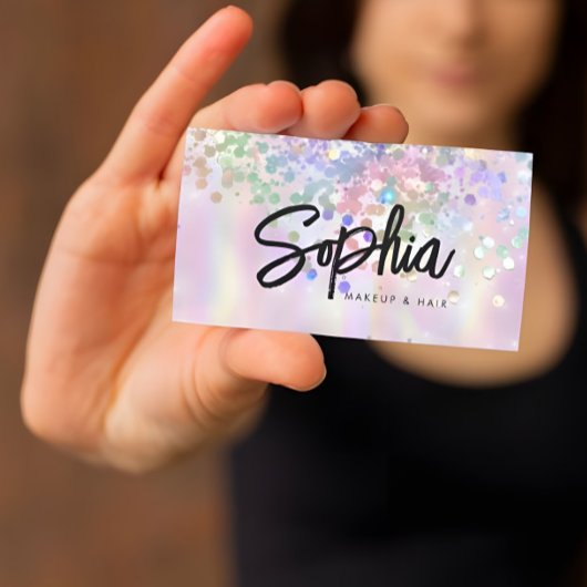 Holografische Glitter QR Code Glanzende Roze Schoo Visitekaartje