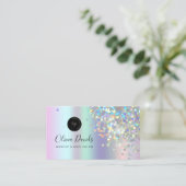 Holografische Glitter- & QR-code Holo-make-upsalon Visitekaartje (Staand voorkant)