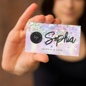 Holografische Glitter QR Code Logo Glanzende Roze  Visitekaartje