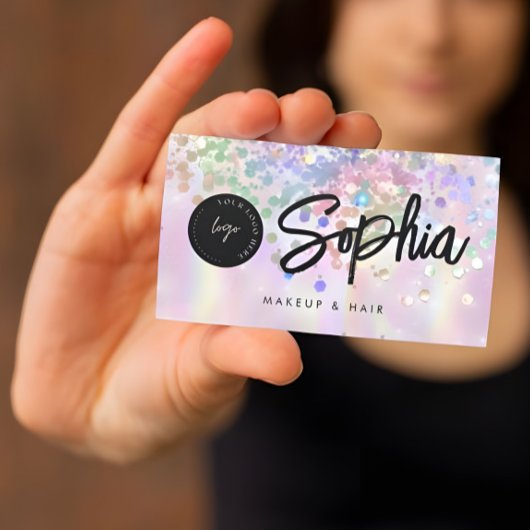 Holografische Glitter QR Code Logo Glanzende Roze  Visitekaartje