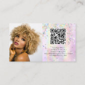 Holografische Glitter QR Code Logo Glanzende Roze  Visitekaartje (Achterkant)