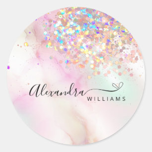 Holografische Glitter QR Code Make-up Kunstenaar G Ronde Sticker