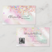 Holografische Glitter QR Code Make-up Kunstenaar G Visitekaartje (Voorkant / Achterkant)